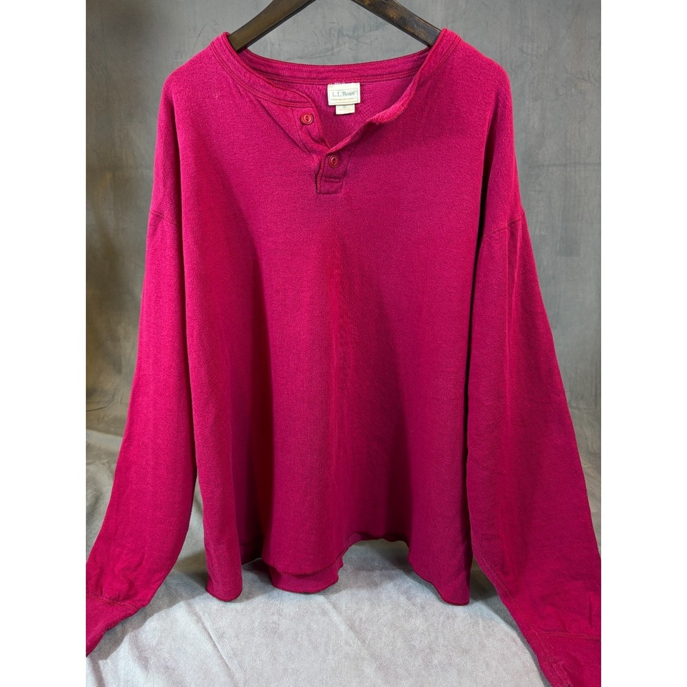 Vtg LL BEAN RIVER DRIVERS Shirt Wool Blend Red Henley Heavy USA XXL Tall